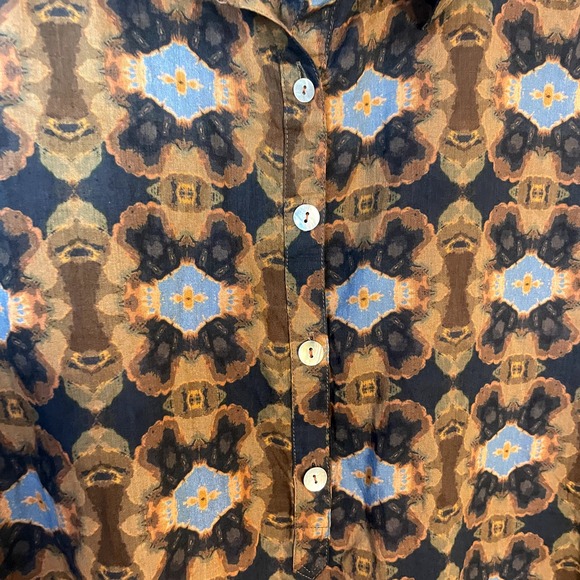 One Season Papy Abstract Print Split V Neck Midi Beach Dress Brown SZ XS - Picture 15 of 16